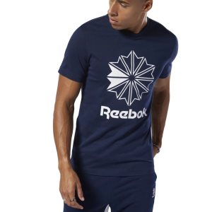 Reebok Classic Big Logo T Shirt Herren - Navy - DE 602-RZQ